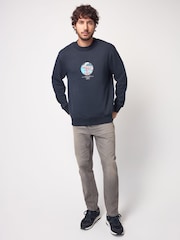 Navy Blue Crew Sweatshirt Hokusai Christmas Sweatshirt - Image 2 of 9