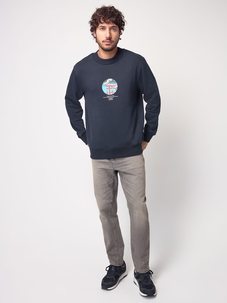 Navy Blue Crew Sweatshirt Hokusai Christmas Sweatshirt - Image 2 of 9