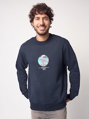 Navy Blue Crew Sweatshirt Hokusai Christmas Sweatshirt - Image 3 of 9