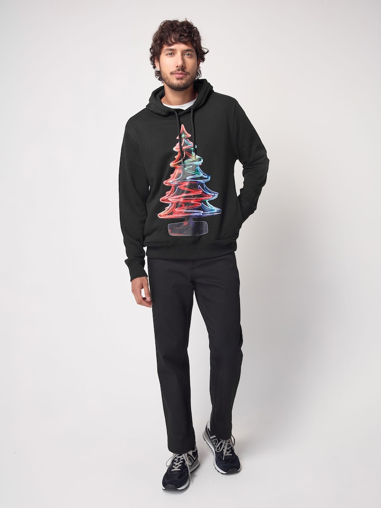 Black Christmas Tree 100% Cotton Christmas Tree Hoodie - Image 2 of 7