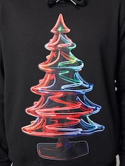 Black Christmas Tree 100% Cotton Christmas Tree Hoodie - Image 4 of 7