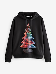 Black Christmas Tree 100% Cotton Christmas Tree Hoodie - Image 5 of 7