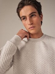 Ecru Natural Marl Crew Sweatshirt Premium Texture Crew Sweatshirt - Image 1 of 8