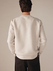 Ecru Natural Marl Crew Sweatshirt Premium Texture Crew Sweatshirt - Image 3 of 8