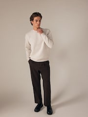 Ecru Natural Marl Crew Sweatshirt Premium Texture Crew Sweatshirt - Image 4 of 8