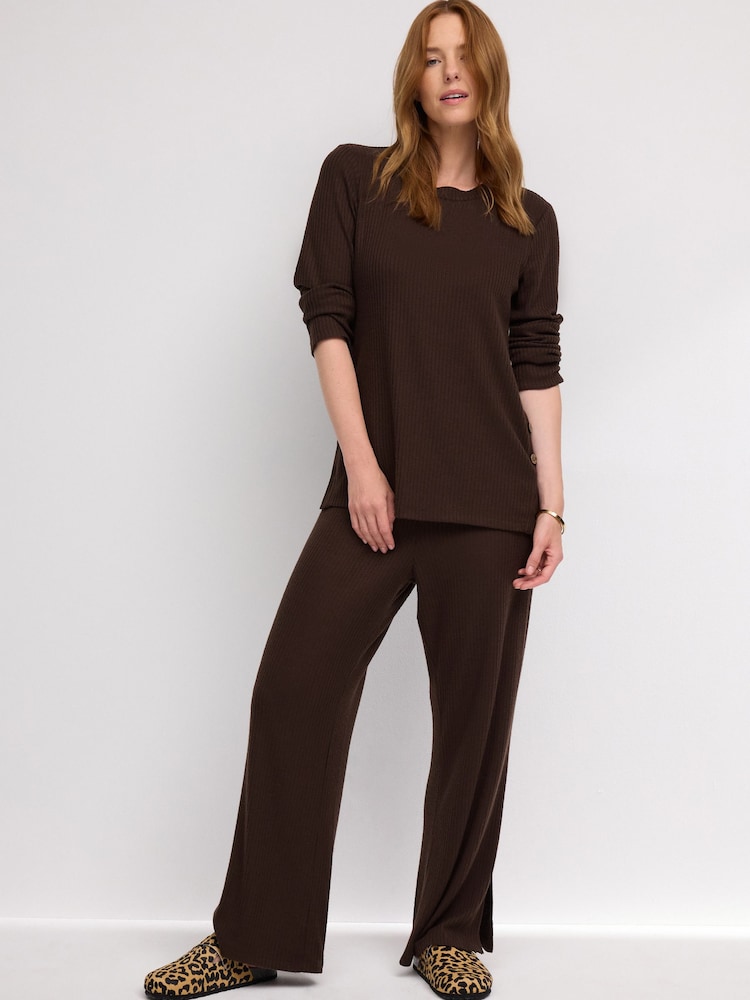 Chocolate Brown Maternity Wide Leg Trousers - Image 2 of 7