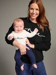 Black/Cream 100% Cotton Maternity Matching Sweat Set - Image 2 of 9