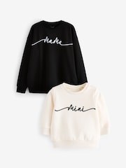 Black/Cream 100% Cotton Maternity Matching Sweat Set - Image 5 of 9