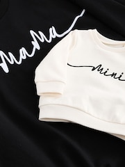 Black/Cream 100% Cotton Maternity Matching Sweat Set - Image 8 of 9