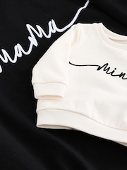 Black/Cream 100% Cotton Maternity Matching Sweat Set - Image 9 of 9