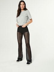Black Lace Flared Trousers - Image 2 of 7