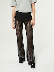 Black Lace Flared Trousers - Image 3 of 7