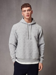 Mid Grey Hooded Textured Overhead Hoodie - Image 1 of 9