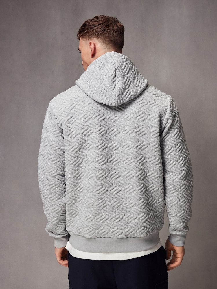 Mid Grey Hooded Textured Overhead Hoodie - Image 2 of 9