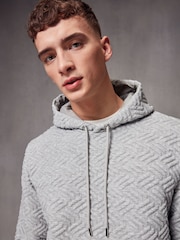Mid Grey Hooded Textured Overhead Hoodie - Image 4 of 9