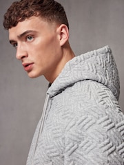 Mid Grey Hooded Textured Overhead Hoodie - Image 5 of 9