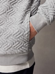 Mid Grey Hooded Textured Overhead Hoodie - Image 6 of 9