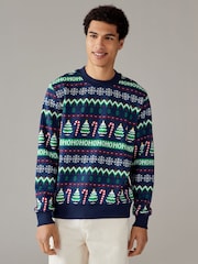 Blue/Green Christmas Crew Sweatshirt - Image 1 of 7