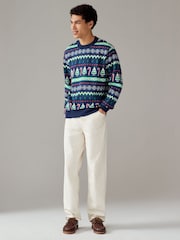 Blue/Green Christmas Crew Sweatshirt - Image 3 of 7