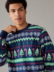 Blue/Green Christmas Crew Sweatshirt - Image 4 of 7