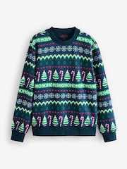 Blue/Green Christmas Crew Sweatshirt - Image 5 of 7