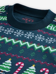 Blue/Green Christmas Crew Sweatshirt - Image 7 of 7