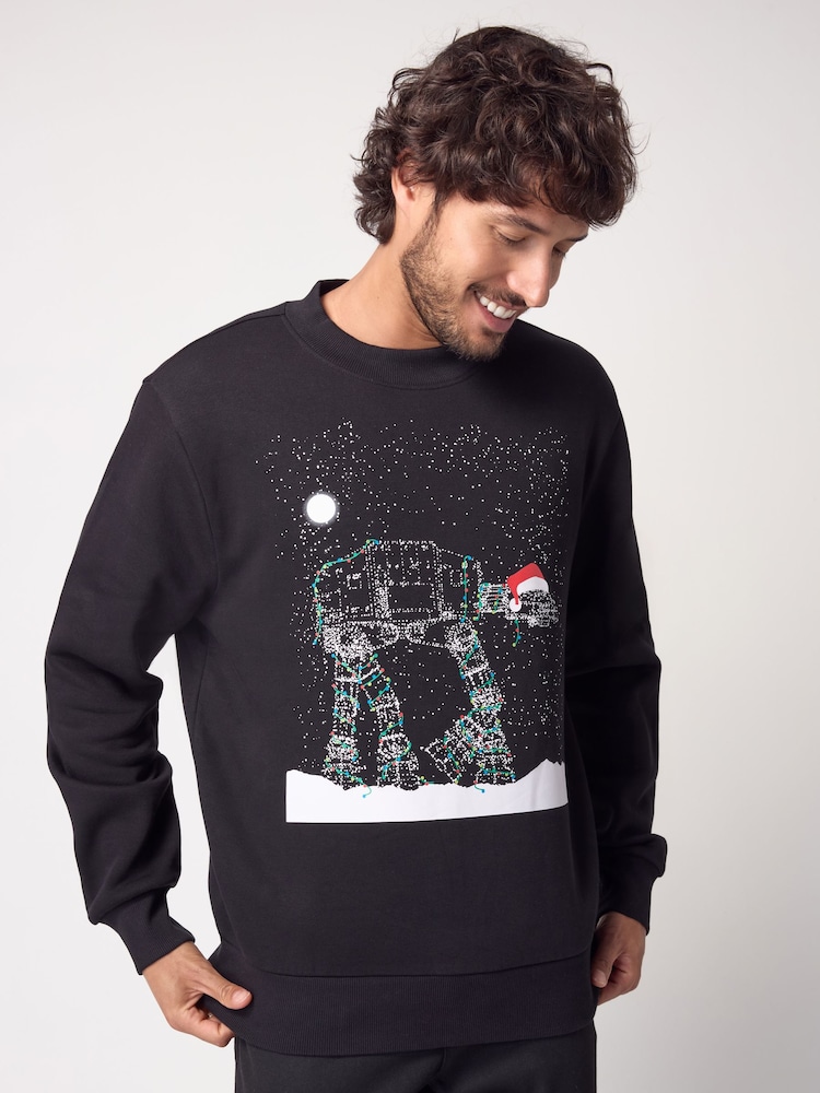 Black Crew Sweatshirt Star Wars ATAT Christmas Sweatshirt - Image 1 of 8