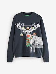Grey/Navy Christmas Crew Sweatshirt - Image 5 of 7