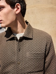 Mocha Brown Premium Textured Shacket - Image 1 of 9