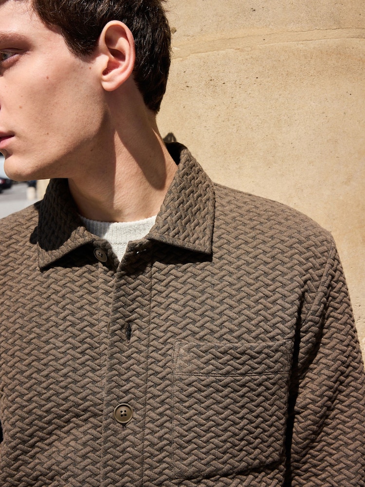 Mocha Brown Premium Textured Shacket - Image 1 of 9
