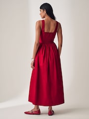 Red Summer Poplin Dress - Image 3 of 5