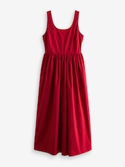 Red Summer Poplin Dress - Image 4 of 5