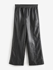 Black Faux Leather Track Wide Leg Trousers - Image 6 of 8