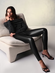 Black PU Faux Leather Leggings - Image 1 of 6