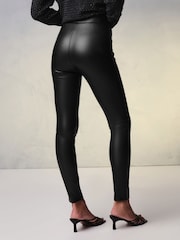 Black PU Faux Leather Leggings - Image 3 of 6