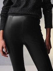 Black PU Faux Leather Leggings - Image 4 of 6