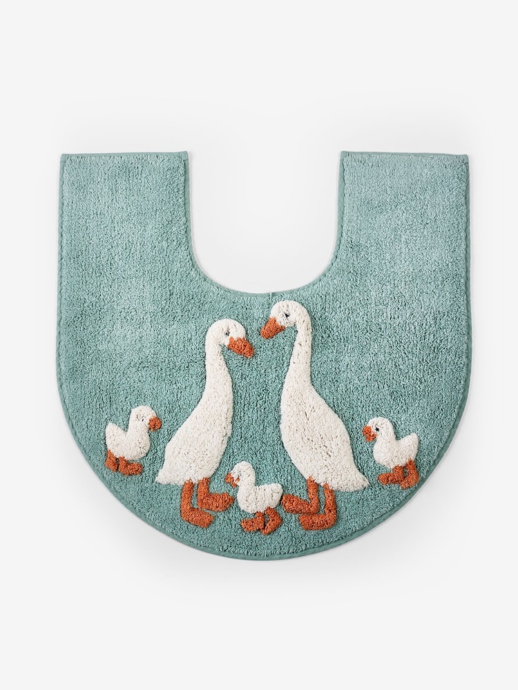 Teal Blue Goose And Friends 100% Cotton Pedestal Mat - Image 2 of 3
