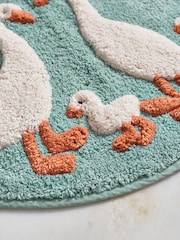 Teal Blue Goose And Friends 100% Cotton Pedestal Mat - Image 3 of 3
