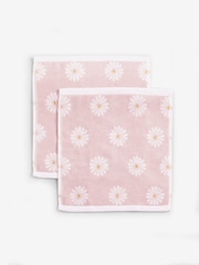 Set of 2 Pink 100% Cotton Daisy Face Cloths - Image 4 of 4