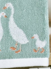 Set of 2 Teal Blue 100% Cotton Geese Face Cloths - Image 2 of 3