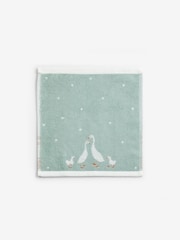 Set of 2 Teal Blue 100% Cotton Geese Face Cloths - Image 3 of 3