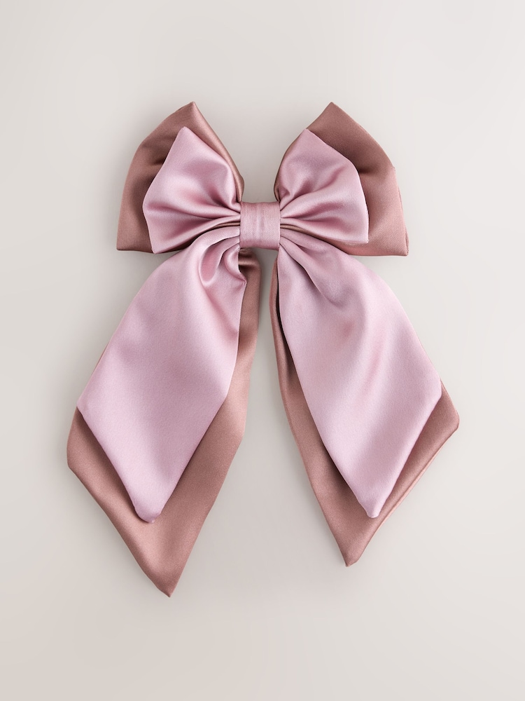 Pink Satin Bow Clip - Image 1 of 4