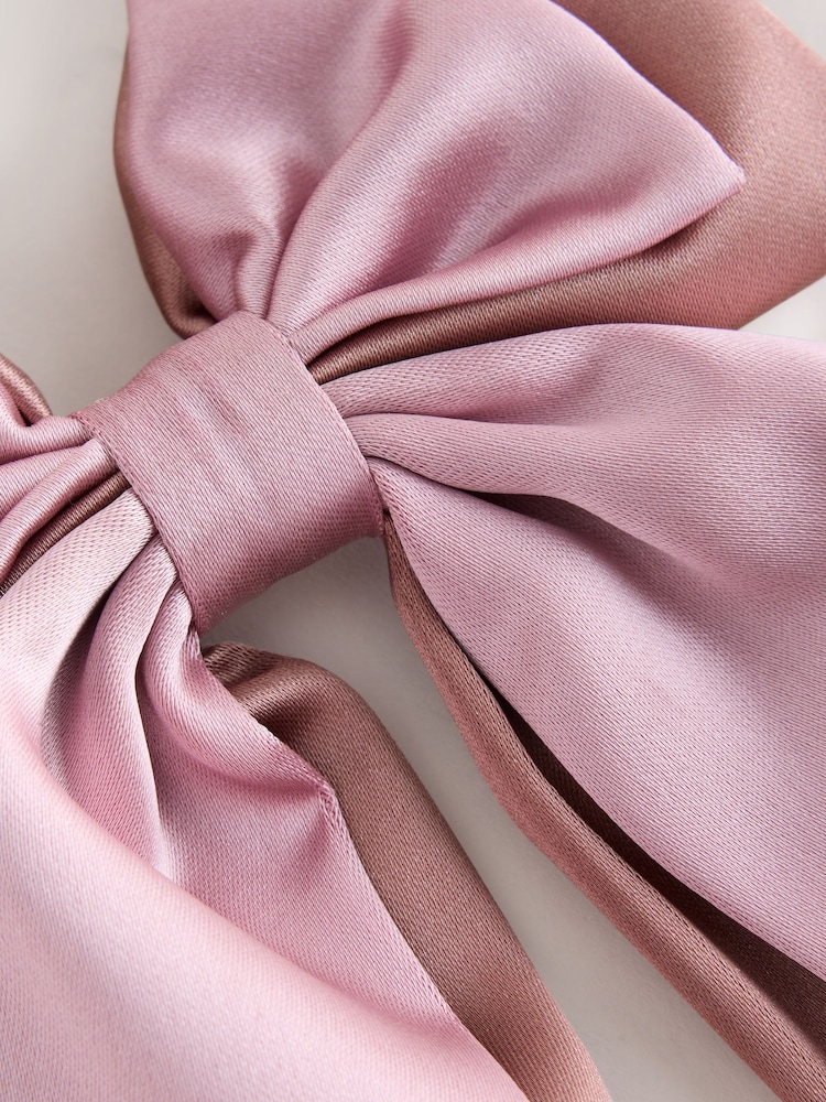 Pink Satin Bow Clip - Image 2 of 4