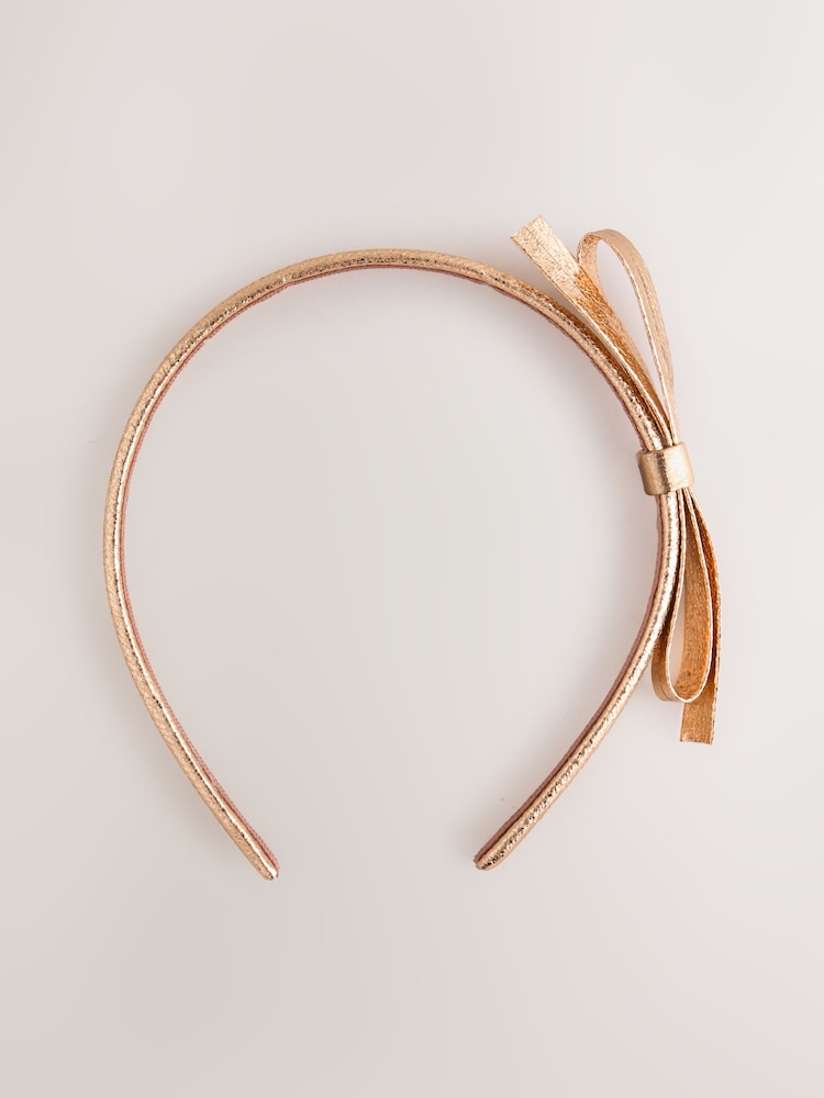 Rose Gold Metallic Bow Aliceband - Image 2 of 4