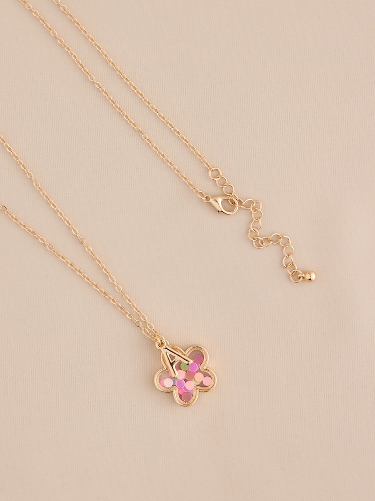 Gold Flower Initial Necklace - Image 2 of 14 Gold Flower Initial Necklace - Image 2 of 14