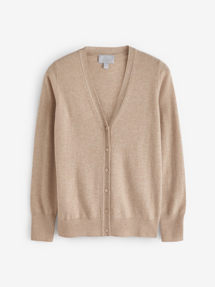 Pure Cashmere V Neck Slim Fitting Long Sleeve Cardigan - Image 4 of 4