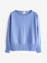 Pure Collection Blue Dolman Slash Neck Sweater - Image 4 of 4
