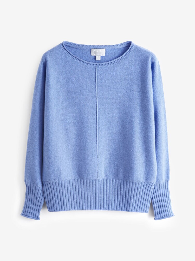 Pure Collection Blue Dolman Slash Neck Sweater - Image 4 of 4