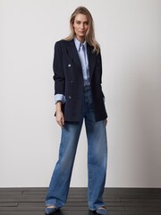 Mint Velvet Blue Double Breasted Blazer - Image 1 of 4