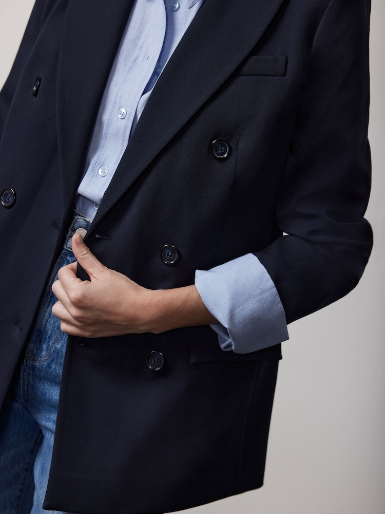 Mint Velvet Blue Double Breasted Blazer - Image 2 of 4